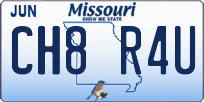 MO license plate CH8R4U