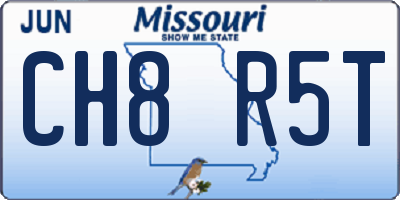 MO license plate CH8R5T