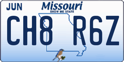 MO license plate CH8R6Z