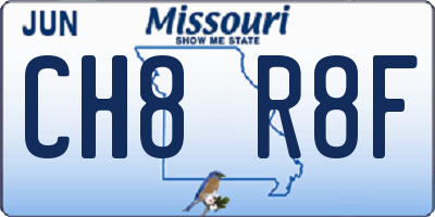 MO license plate CH8R8F