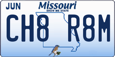 MO license plate CH8R8M