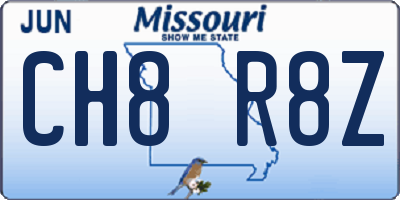 MO license plate CH8R8Z