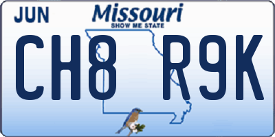 MO license plate CH8R9K