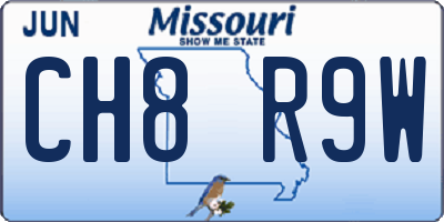 MO license plate CH8R9W
