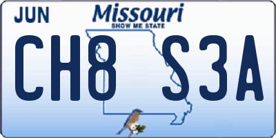 MO license plate CH8S3A