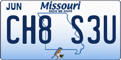 MO license plate CH8S3U