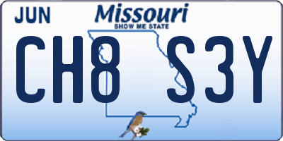 MO license plate CH8S3Y