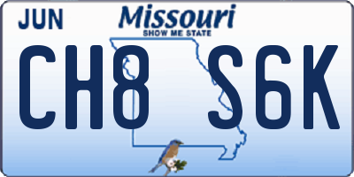 MO license plate CH8S6K