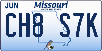 MO license plate CH8S7K