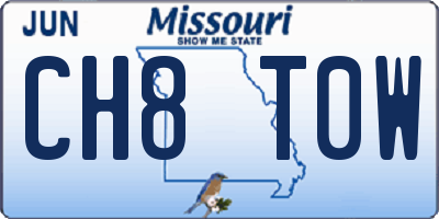 MO license plate CH8T0W