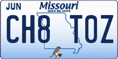MO license plate CH8T0Z