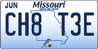 MO license plate CH8T3E