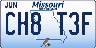 MO license plate CH8T3F