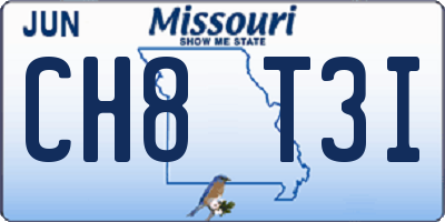 MO license plate CH8T3I