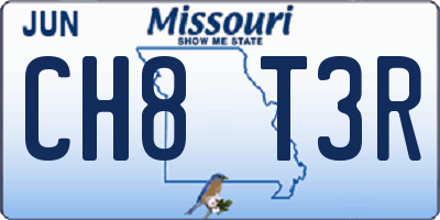 MO license plate CH8T3R