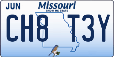 MO license plate CH8T3Y