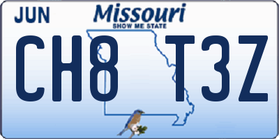 MO license plate CH8T3Z