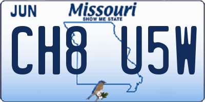 MO license plate CH8U5W