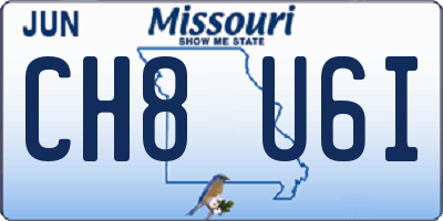 MO license plate CH8U6I