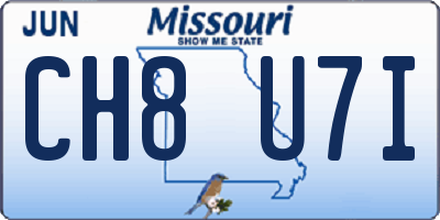 MO license plate CH8U7I