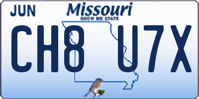 MO license plate CH8U7X