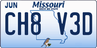 MO license plate CH8V3D