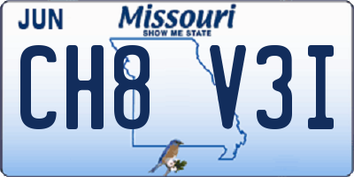 MO license plate CH8V3I