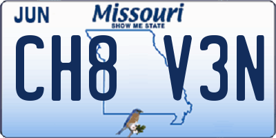 MO license plate CH8V3N