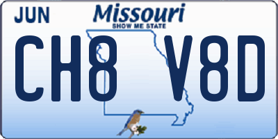 MO license plate CH8V8D