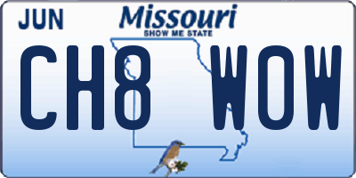 MO license plate CH8W0W