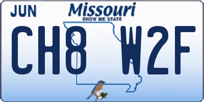 MO license plate CH8W2F