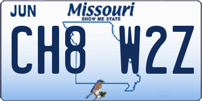 MO license plate CH8W2Z