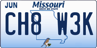 MO license plate CH8W3K