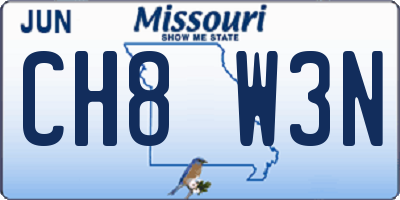 MO license plate CH8W3N