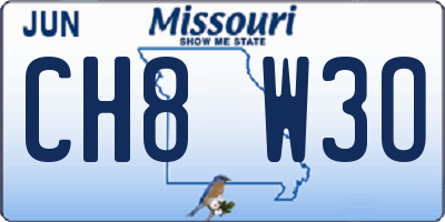 MO license plate CH8W3O