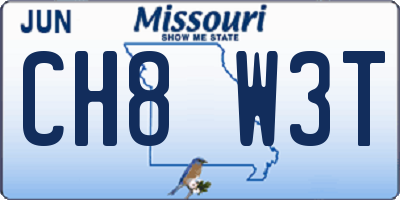 MO license plate CH8W3T