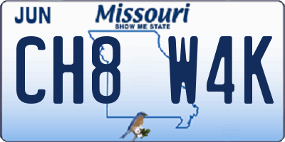 MO license plate CH8W4K