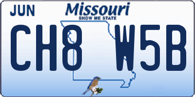 MO license plate CH8W5B