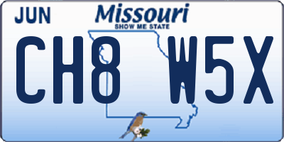 MO license plate CH8W5X