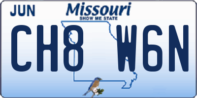 MO license plate CH8W6N