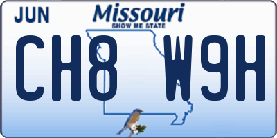 MO license plate CH8W9H