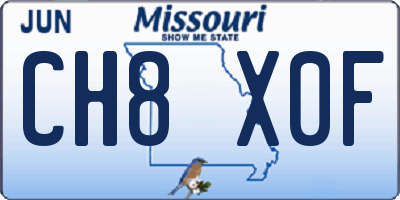 MO license plate CH8X0F