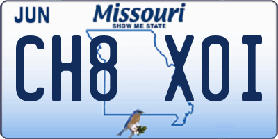 MO license plate CH8X0I
