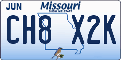 MO license plate CH8X2K