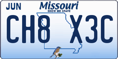 MO license plate CH8X3C