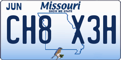 MO license plate CH8X3H