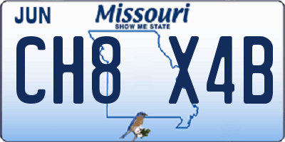 MO license plate CH8X4B