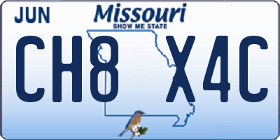 MO license plate CH8X4C