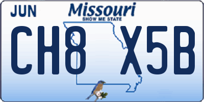 MO license plate CH8X5B