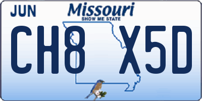 MO license plate CH8X5D